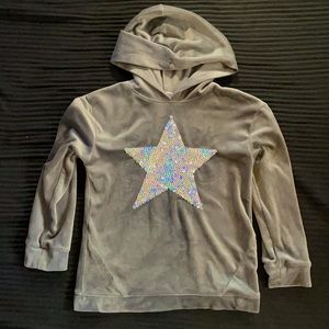 Girls velour hoodie with sequin star size medium